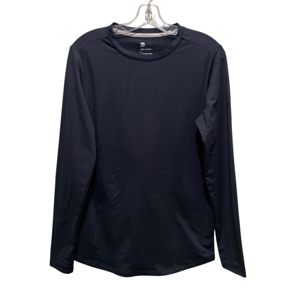 All in Motion Fleece Lined Long Sleeve Tee Shirt Black Women’s Size Small